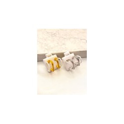 Arracada Irregular Perlas Acero