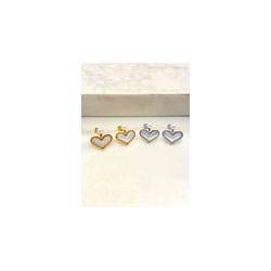 Arete Corazon Mini Perla Acero