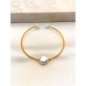 Pulsera Aro 3 Perlas Acero