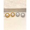 Arete Flor Perla Grande Acero