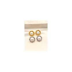 Arete Flor Perla Grande Acero