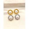 Arete Flor Perla Grande Acero