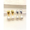 Arete Gota Perla Acero