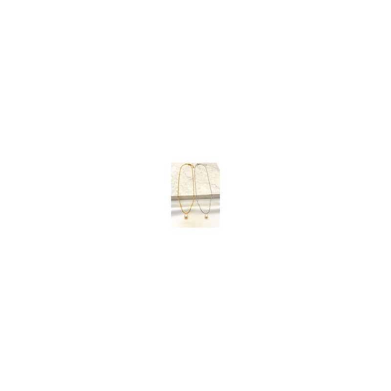 Collar Oval Perla Acero