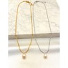 Collar Oval Perla Acero