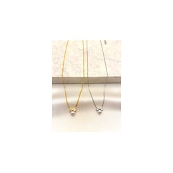 Collar Moñito Perla Acero
