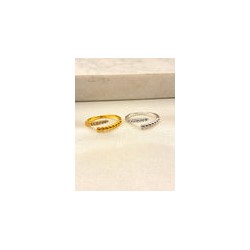 Anillo Balines Zirconia Acero
