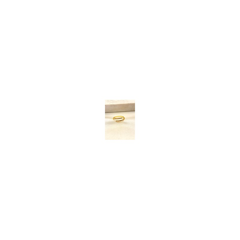 Anillo Abierto Zirconias Dorado Acero
