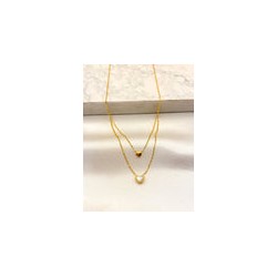 Collar Doble Corazon Mini Acero