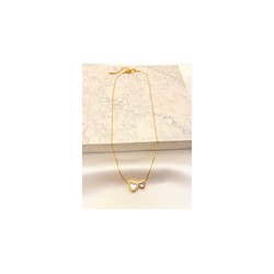 Collar Dos Corazones Nacar Acero