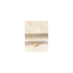 Collar Dos Corazones Nacar Acero