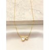 Collar Dos Corazones Nacar Acero