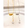 Collar Aros y Perla Acero