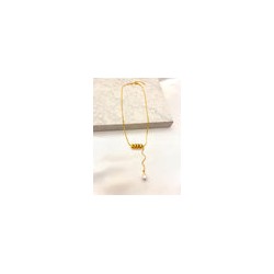 Collar Aros y Perla Acero