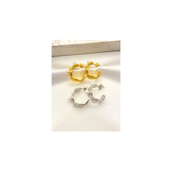 Arracada Ondas 4 Perlas Acero