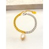 Pulsera Bicolor Perla Acero