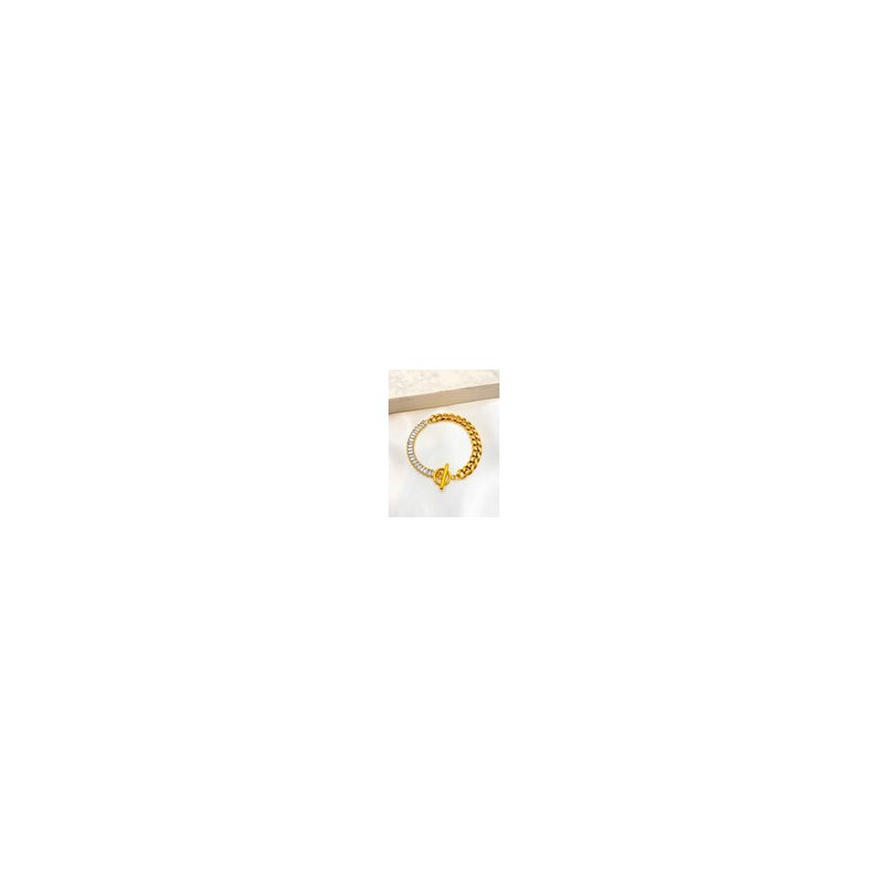 Pulsera Combinada Broche T Acero