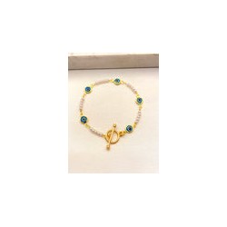 Pulsera Ojito Turquesa Perlas Broche T