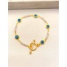 Pulsera Ojito Turquesa Perlas Broche T