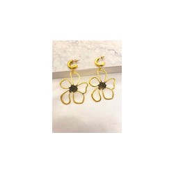 Arracada Flor Colgante Oro Viejo XL