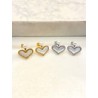 Arete Corazon Mini Perla Acero