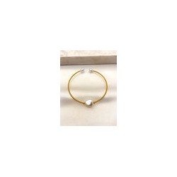 Pulsera Aro 3 Perlas Acero