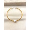 Pulsera Aro 3 Perlas Acero