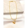 Collar Corazon 3 Perlas Acero