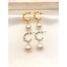 Arracada Twist Perla Acero