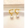Arracada Twist Perla Acero