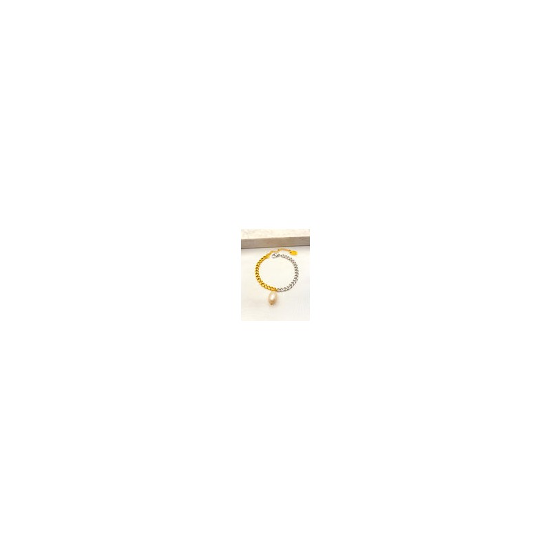 Pulsera Bicolor Perla Acero