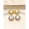 Arete Button Perla Acero