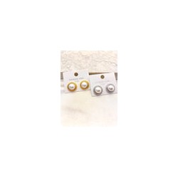 Arete Button Perla Acero