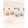 Arete Button Perla Acero
