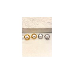 Arete Flor Perla Grande Acero