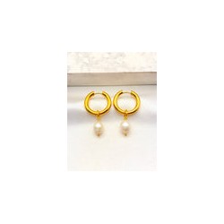 Arracada Perla Colgante XL Acero