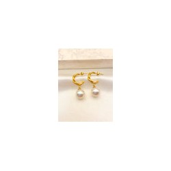 Arracada Twist Perla Acero